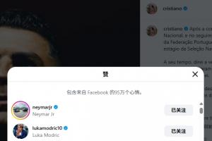 葡萄牙巨星宣布告别训练营：内马尔与莫德里奇热烈互动，点赞数突破七百万大关